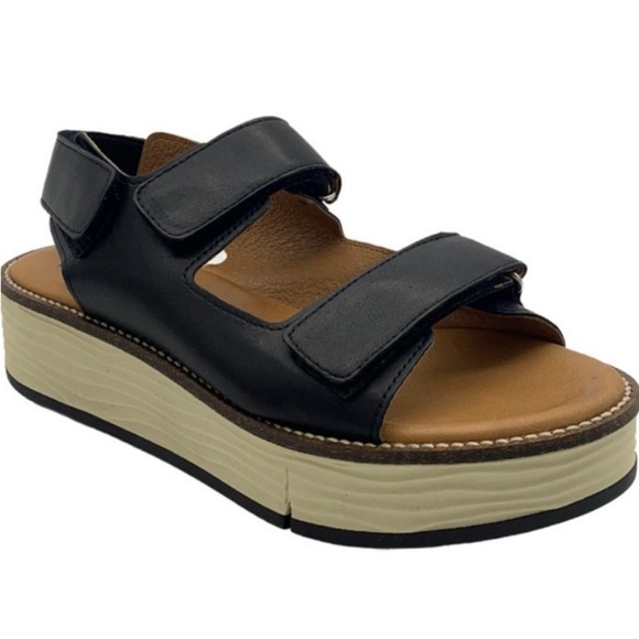 Miz Mooz Leather Adjustable Sport Sandals Violetta Black Size 41 - Picture 1 of 10